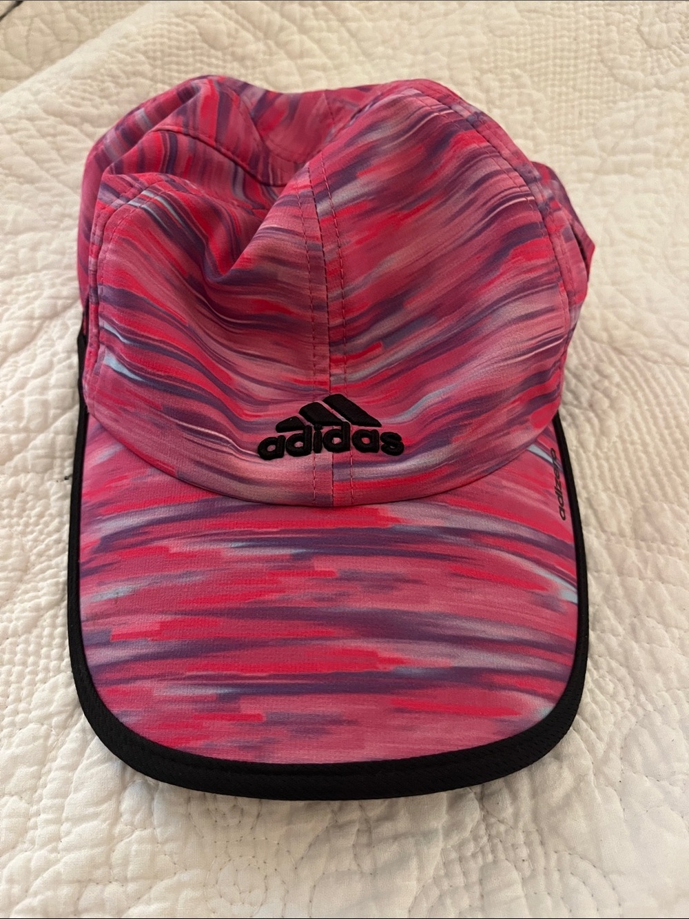 adidas Pink & Purple Striped Athletic Cap with Black Logo